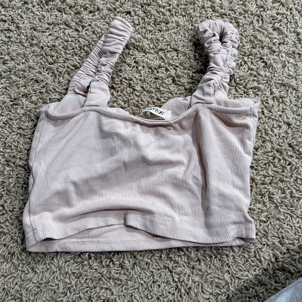 Dry Goods Light Pink Ruched Crop Top - Picture 3 of 3